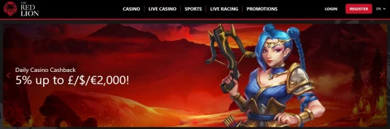 The Red Lion casino website